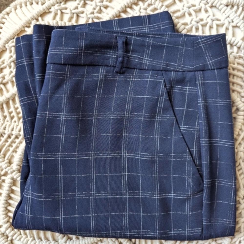 Navy & White Checkered Dress Pants